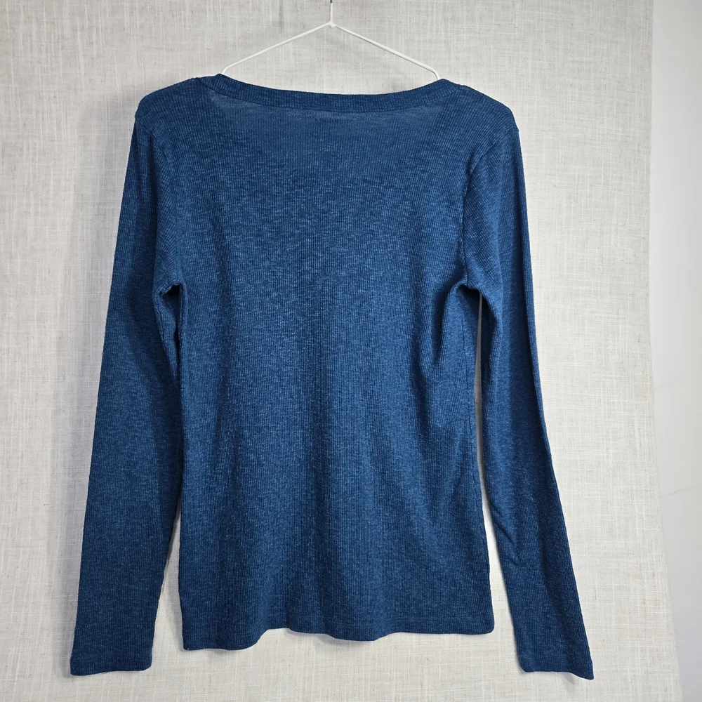 Sonoma Life & Style Women's Long Sleeve 3/4 Ribbed Tee in Blue Size XS - Picture 2 of 9